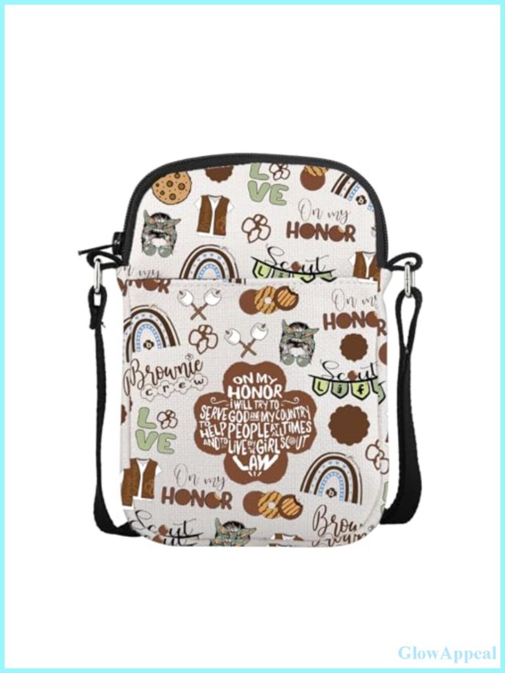 Cotton Linen Crossbody Bag Adjustable Strap Brownie Troop Gift